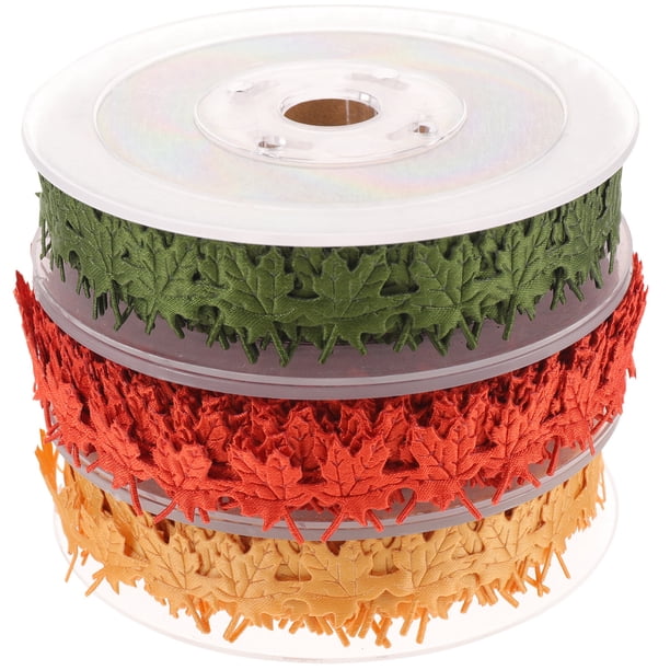 3 rollos de cintas de hojas de arce, rollos de cinta de otoño, cintas decorativas de hojas para envolver
