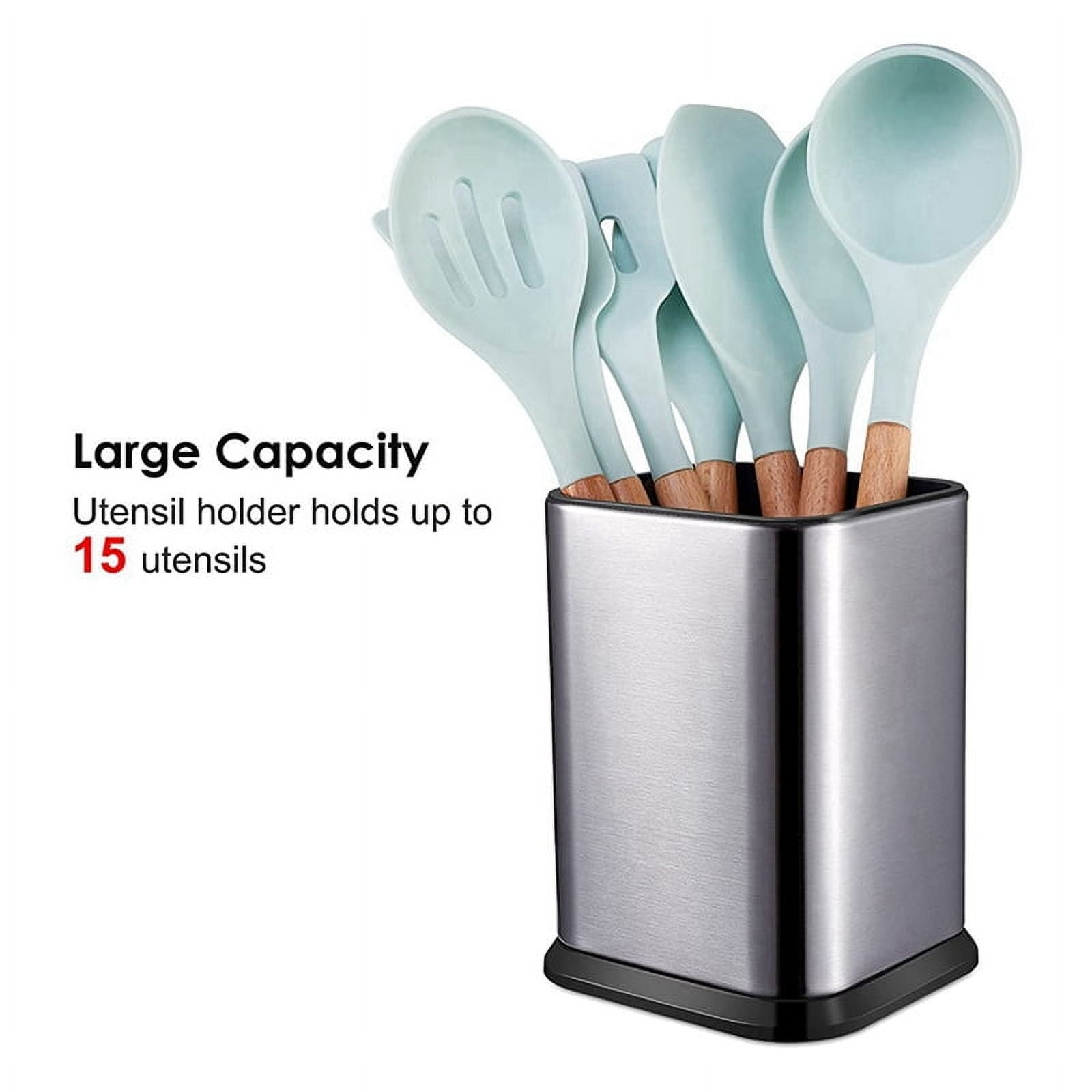 3X Kitchen Utensil Holder, Utensil Holder for Countertop Cooking Utensil Holder Deep and Stable Organizer