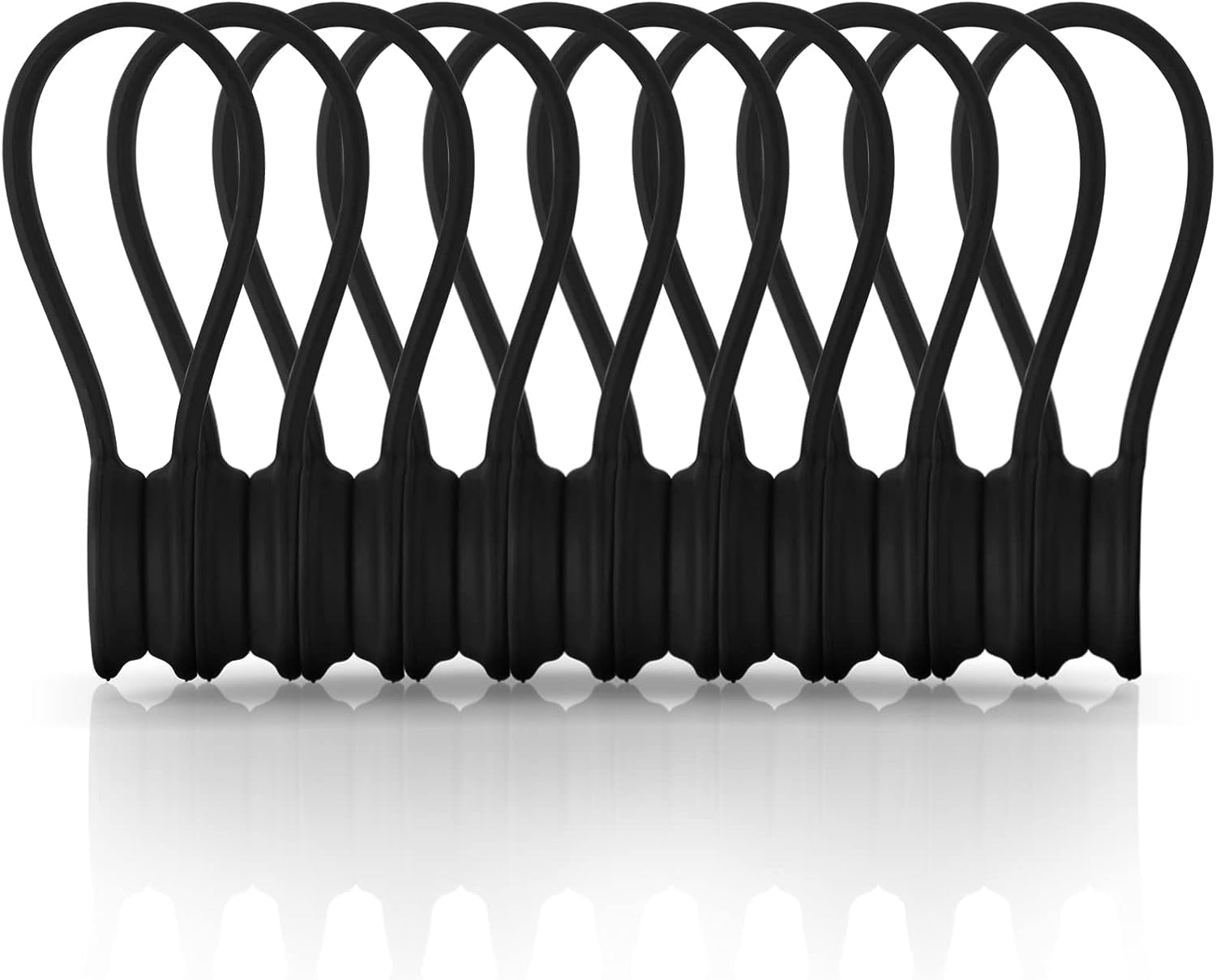 JINGYANG White Magnetic Cable Ties 10-Pack, Silicone Cord Twist Ties ...