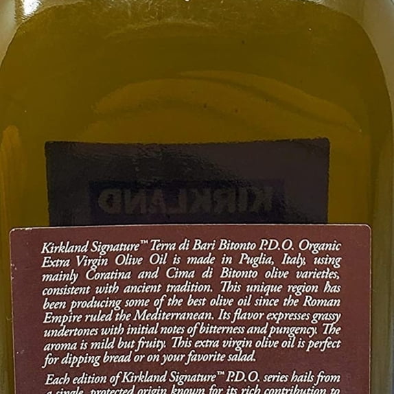 Kirkland Signature Organic Extra Virgin Olive Oil Terra Di Bari Bitonto, 1 Liter