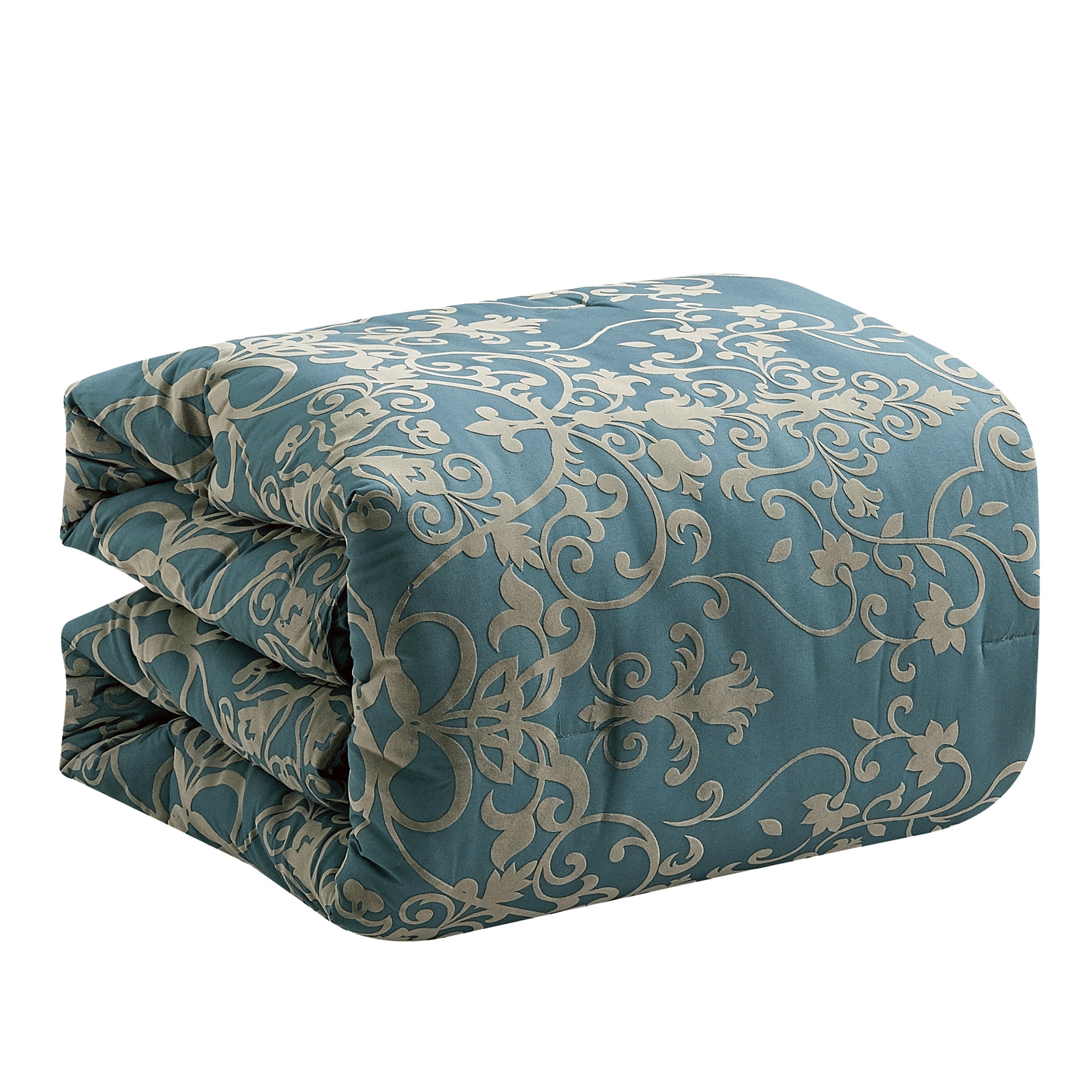 EvJk 7-Piece Luxury Comforter Set, Velvety Soft Flocked Design, King