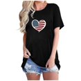 thumbnail image 1 of Camisetas de Manga Corta para las Mujeres Día de la Independencia Impresión Básica Camiseta de Verano, Cuello Redondo Casual Camiseta Blusa, 1 of 4