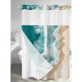 thumbnail image 2 of No Hook Shower Curtain, Teal Coastal Stall Bathroom Curtains with Snap in Liner, Beach Summer Nautical Seaside Ocean Waterproof Washable Fabric Shower Curtain Set, 48" x 72", 2 of 9