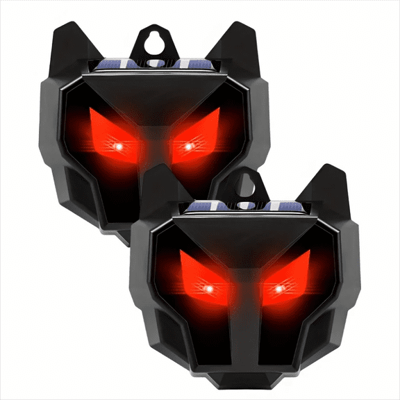 2 Pack Solar Animal Repeller Outdoor with Red LED Lights, Night Guard Animal Predator Repellent for Scares Raccoon Skunk Coyote Deer Repellent for Yard Chicken Coop Garden Farm Protection