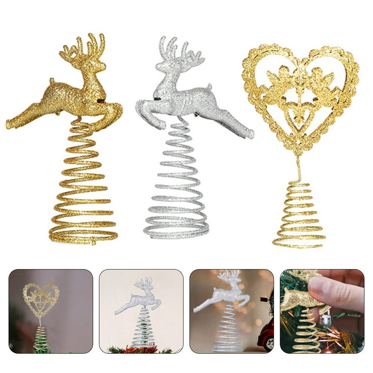 3PCS Xmas Loving Heart Elk Tree Topper Christmas Tree Decorative Supply 