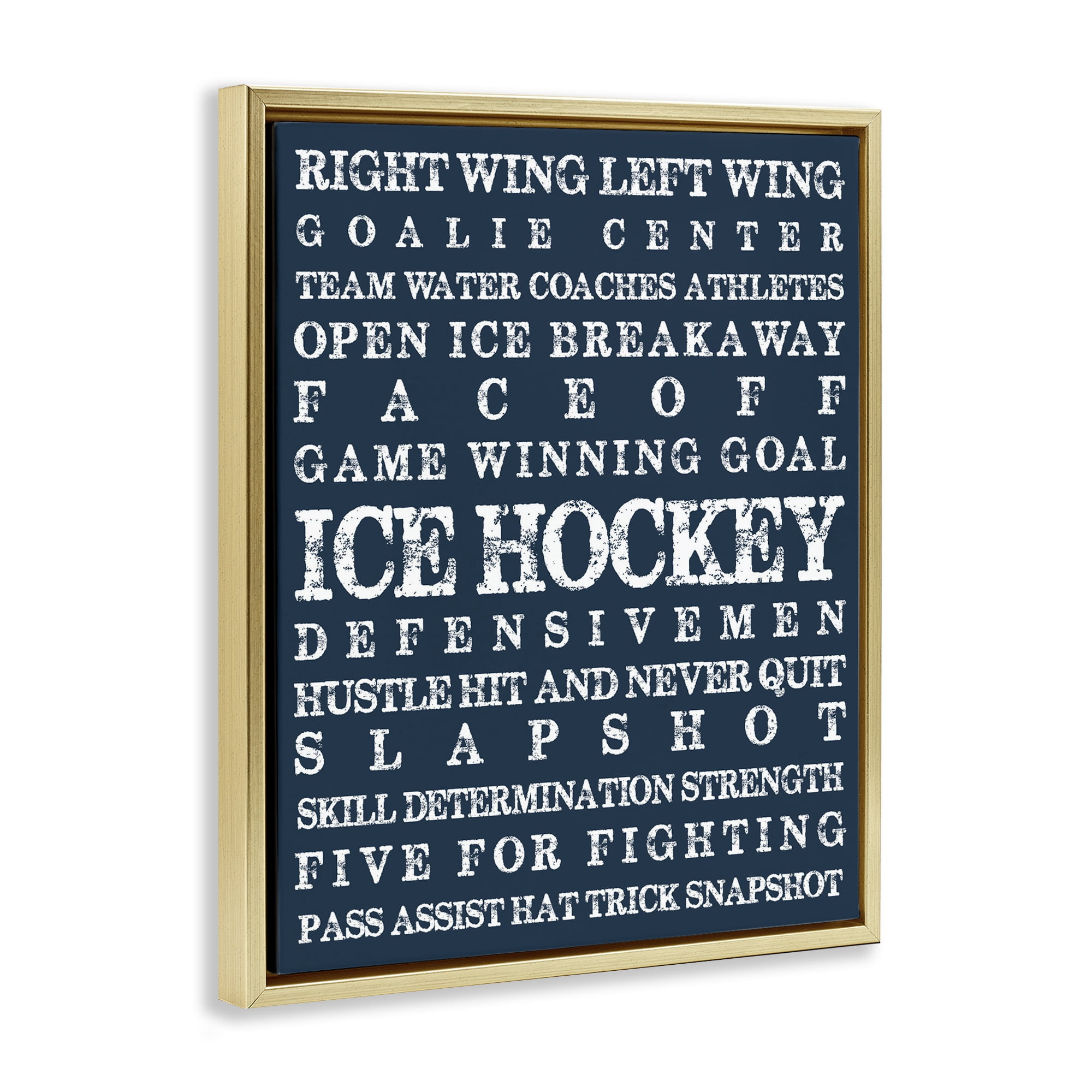 Stupell Industries Ice Hockey Expressions Gold Framed Floater Canvas Wall Art, design by Melody Hogan