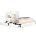 thumbnail image 2 of Wood Queen Size Bed Frame, Boucle Upholstered Platform Bed Frame with Headboard and 2 Drawers, Soft Rounded Corners, Noise Free, Easy Assembly, Ivory, 2 of 8