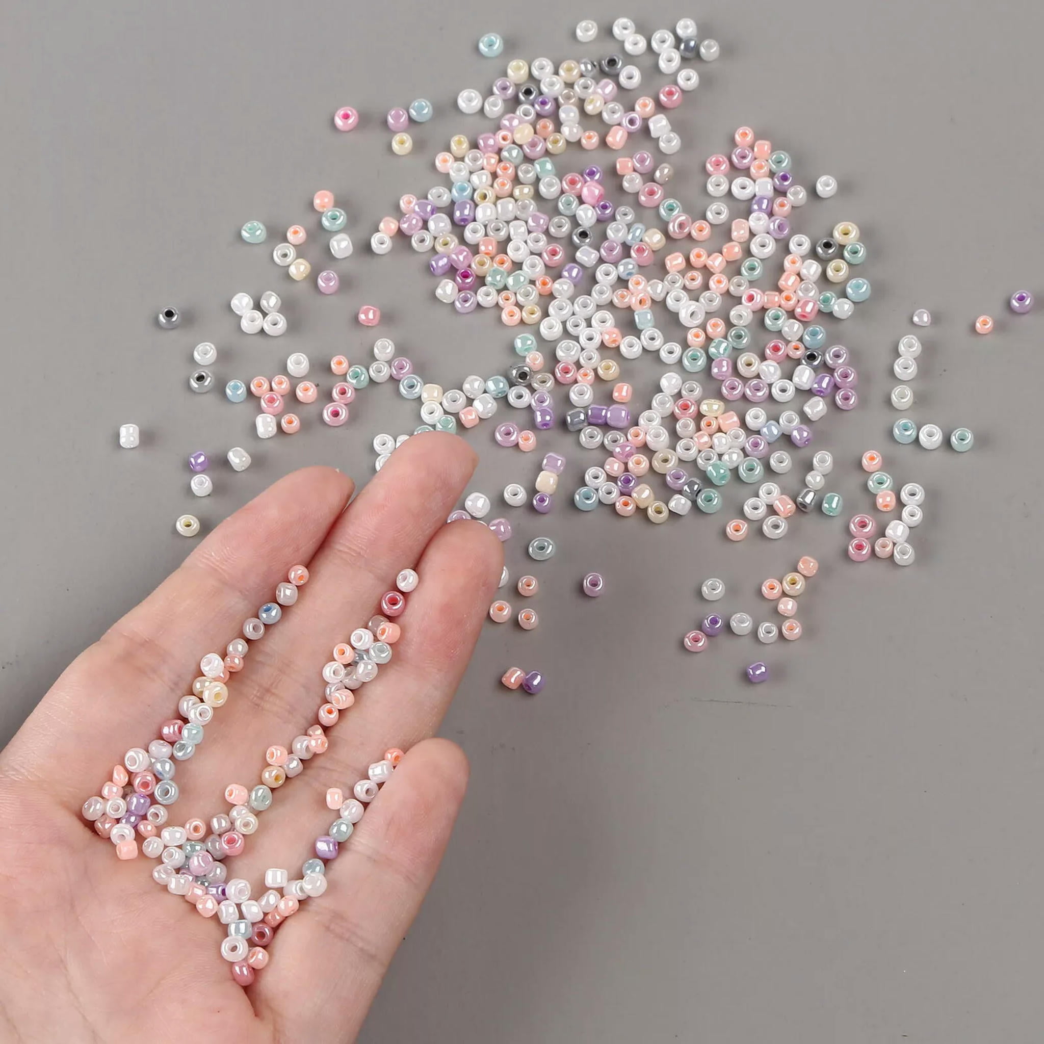 EOEMY 10000Pcs/Pound Tiny 3mm Round Glass Craft Beads Ceylon Smooth Loose Spacer Beads