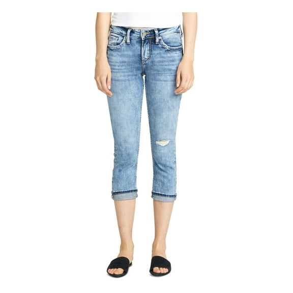SILVER Womens Blue Denim Capri Jeans W27L22