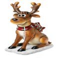 thumbnail image 1 of 38" Resin Sitting Reindeer With Scarf Decoration, 1 of 1