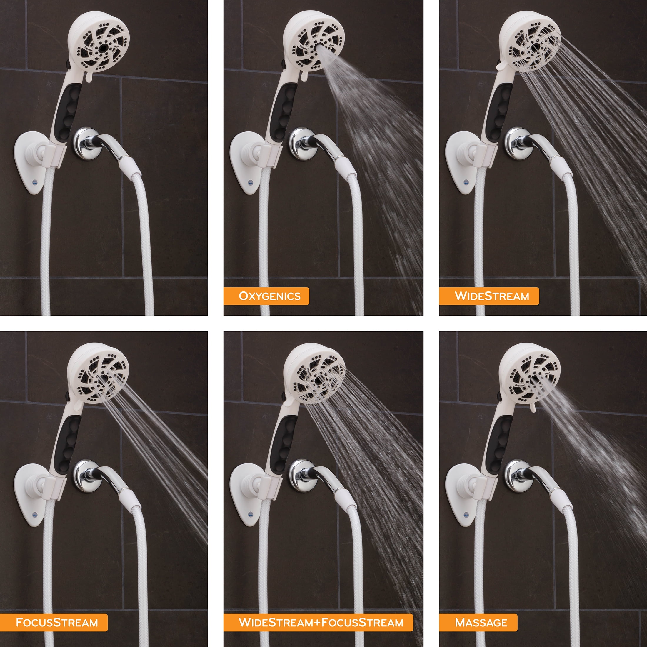(2 pack) Oxygenics Fury RV 5-Setting Handheld Showerhead with 72-Inch Hose