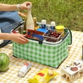 thumbnail image 5 of tzyudk Folding Picnic Basket Large Capacity Outdoor Gift Camping Thermal Bag Handheld Aluminium Foil Thickened Fabric Car Picnic Bag Storage Bag Storage Affordable Useful Green Plastic, 5 of 6