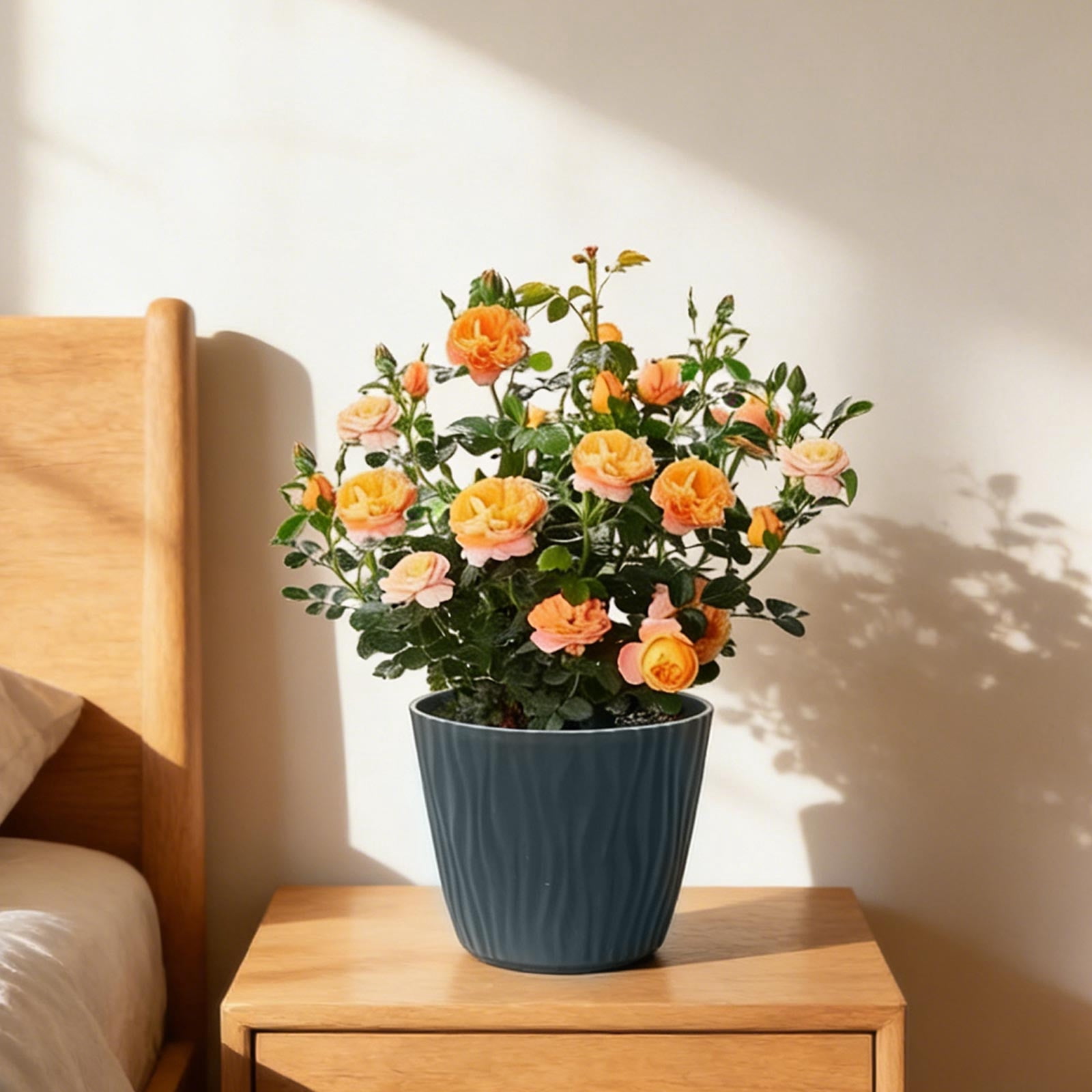 Large Ribbed Circular Flower Pot, Modern Planter for Home Gardening and Balcony s, Textured Indoor and Outdoor Plant Container, Stylish Home Decor Accent