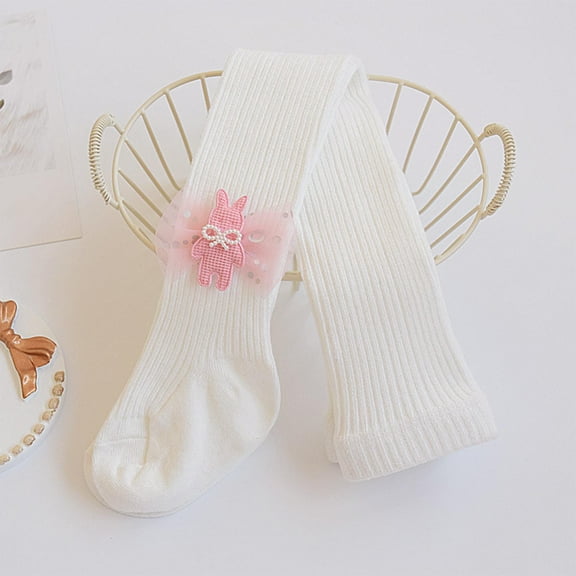 NAISIBABY Girls Tights 7T, Soft Stretch Elastic Waist Cotton Warm Leggings Dance Uniform Pantyhose White