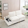 thumbnail image 5 of Modern Minimalist Flannel Sofa 74-inch with Storage & Cup Holders, 5 of 8