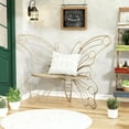 thumbnail image 3 of HLR Outdoor Bench with Butterfly Inspired Pattern, 50" Metal Frame Patio Garden Chair Cast Iron, Brown, 3 of 8