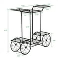 thumbnail image 5 of Cfowner Metal Plant Stand, Movable Garden Shelf with Wheel, Painted Blade Shape 6 Blocks Flower Racks, Black, 5 of 7