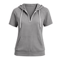thumbnail image 5 of Gsakboxl Sweaters for Women Summer Slim Fit Light Short Sleeve Hooded Sweatshirt Breathable Casual Fashion Daily Hoodie Tops, 5 of 5