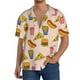 thumbnail image 1 of Balery Hamburger Pizza Camisa Casual de Manga Corta con Botones para Hombre, Texturizada, Estilo Cubano, para Playa, Verano-4X-Large, 1 of 5