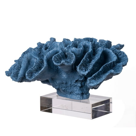 A&B Home Faux Blue Coral On Crystal Base, 9.5x8x5 inches