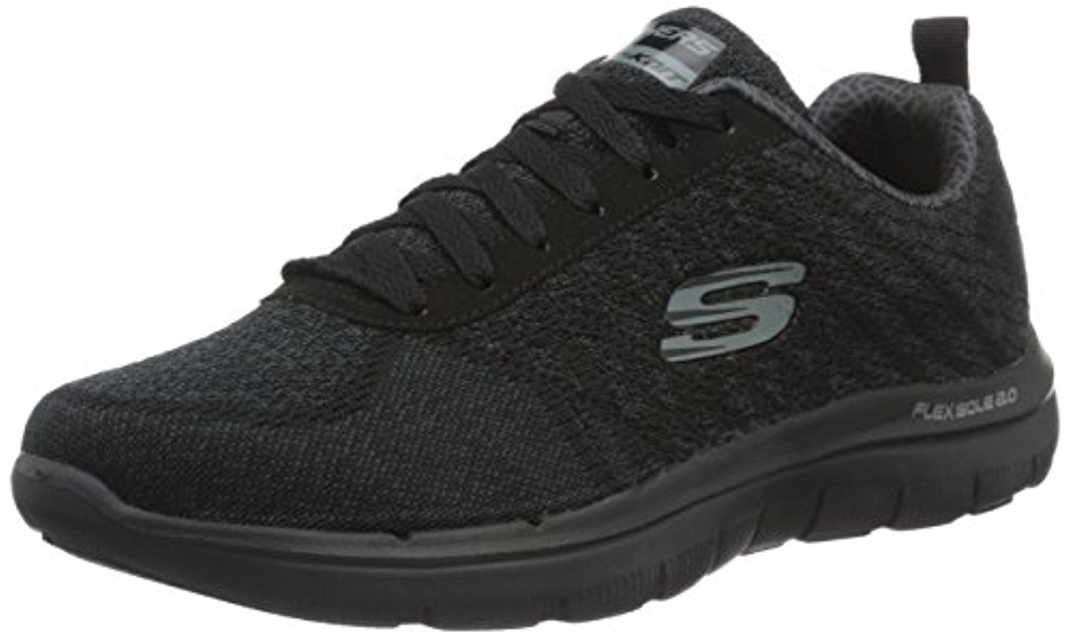 52185 W Wide Fit Black Skechers Shoes 