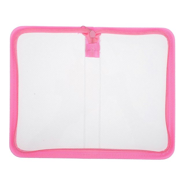 Transparent Zippered Pencil Case for School Office Use Pink PP Material Multifunctional Storage Bag 6.3 Inches