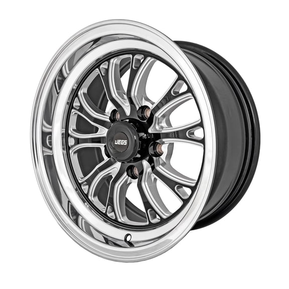 JEGS SSR Spike Wheel [Size: 15" x 7"] Polished Lip with Black Milled Spokes