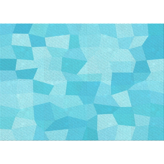 Ahgly Company Indoor Rectangle Patterned Bright Turquoise Blue Area Rugs, 5' x 8'