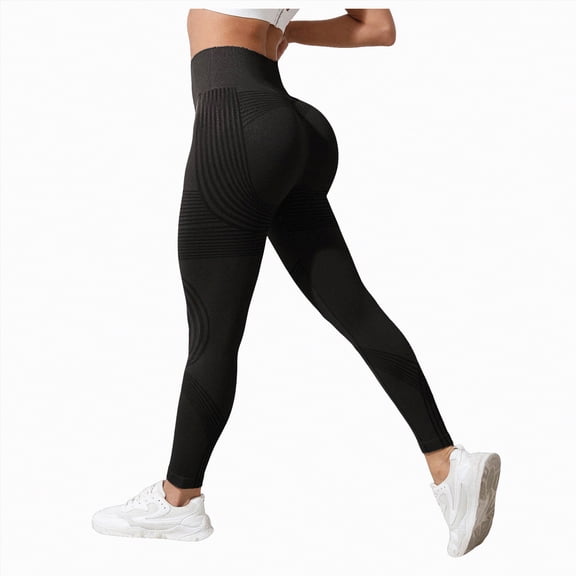UngA Anti Cellulite Leggings, Tummy Control High Waisted Leggings Sets for Women, Gym Scrunch Butt Lifting Seamless Workout Women Leggings Black,S