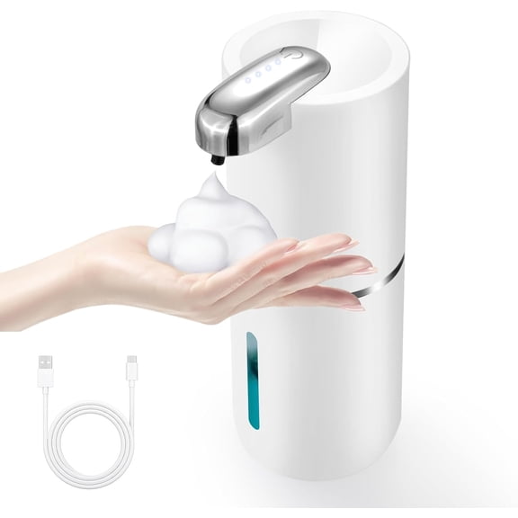 Automatic Soap Dispenser Touchless, 4-Level Adjustable Foaming Hand Soap Dispenser, Rechargeable Bathroom Foam Soap Dispenser, Electric Wall Mounted Kitchen Soap Dispenser