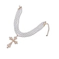 thumbnail image 4 of yuksok Collier Pendentif Croix, Collier Empilé de Perles pour Robe de Soirée, Anniversaire, Couleur Or, 4 of 9