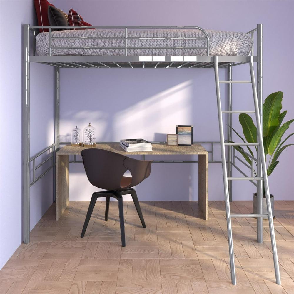 Simple Metal Loft Bed Frame, Multifunctional, Twin Size, 77.95'' x 40.
