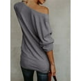 thumbnail image 4 of Womens Off The Shoulder Sweater Oversized Knit Long Sleeve Sweaters Tunic Tops, 4 of 5