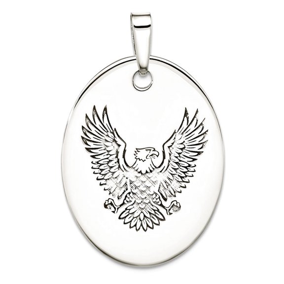 22.15mm 925 Sterling Silver Oxidized Polished Eagle Oval Pendant Necklace Pendant for Women