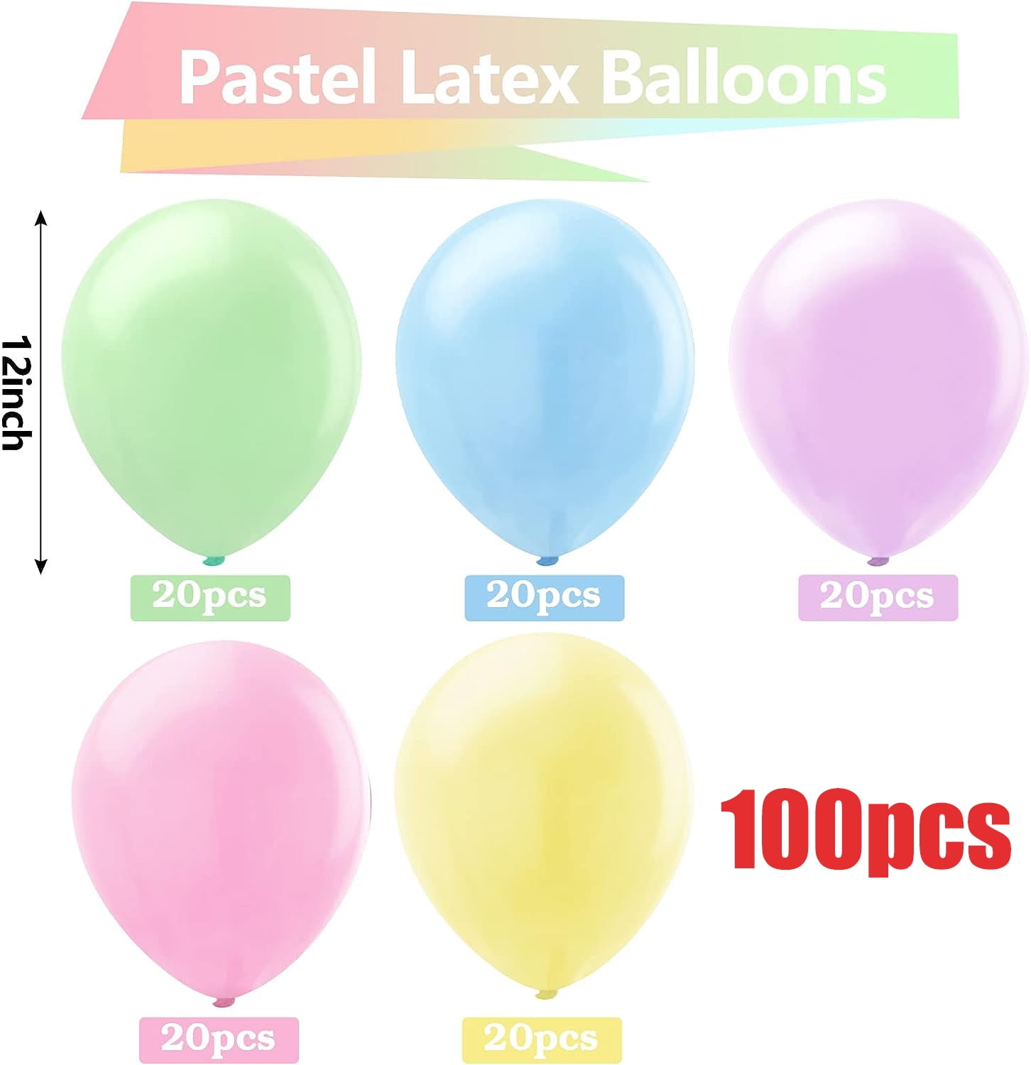 lobida Easy to Assemble Balloons, Latex Macaron Metallic, 12 inches, 250 Count