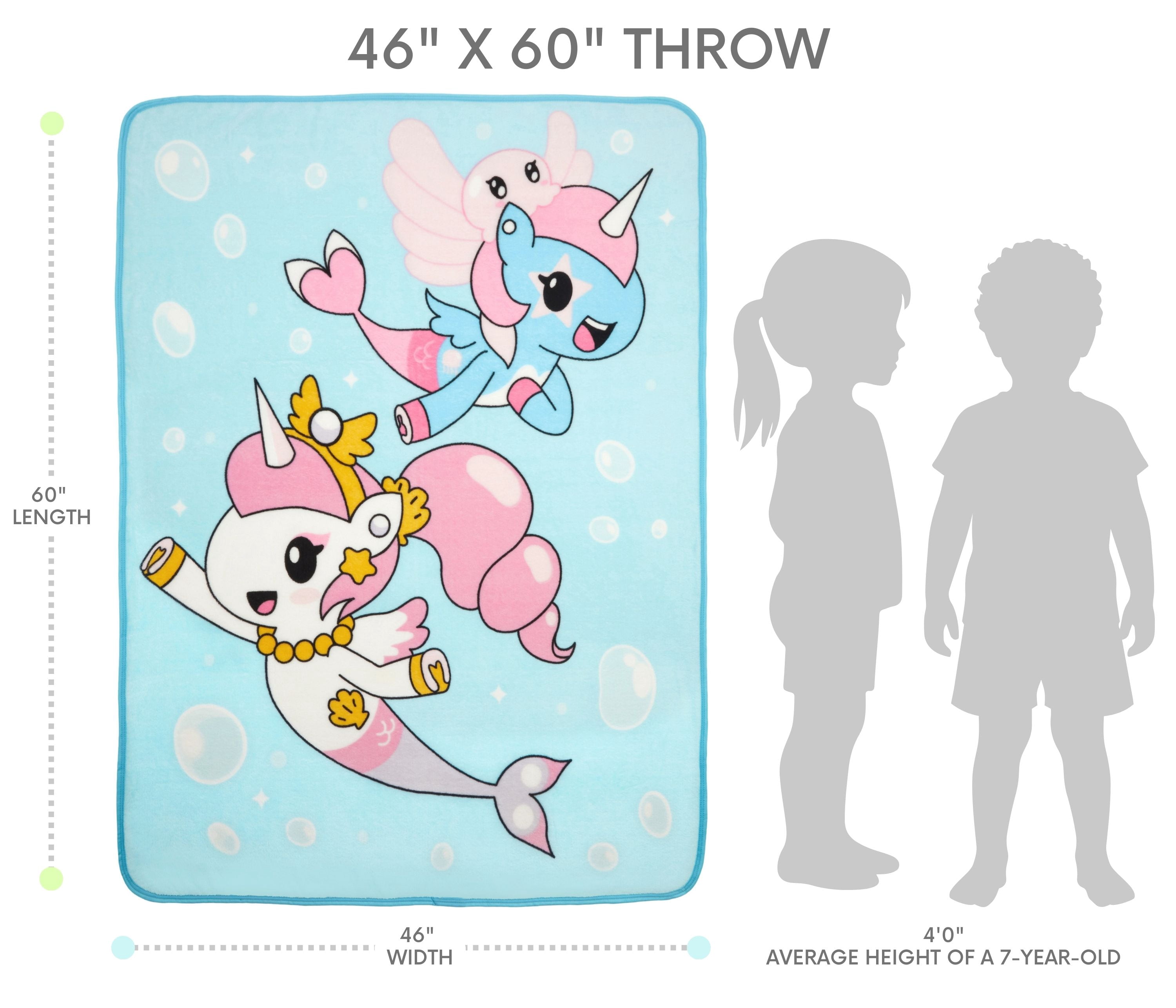 Mermicorno Starfall Kids Blue Print Fleece Throw Blanket, 46 x 60