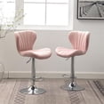 thumbnail image 5 of Ellston Upholstered Adjustable Swivel Barstools in Pink(Set of 2), 5 of 14