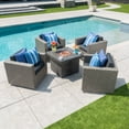thumbnail image 5 of Noble House Puerta 5 Piece Outdoor Wicker Chair and Firepit Set in Mixed Black, 5 of 6