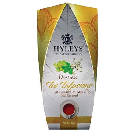 12 Pack Of Hyleys Aristocratic Tea Infusions De-Stress - 20 Pyramid Tea Bags (Gmo Free, Gluten Free, Dairy Free, Sugar Free And 100% Natural)