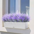 thumbnail image 3 of Artificial Lavender Flowers 12 Bundles Outdoor UV Resistant Fake Flowers No Fade Faux Plastic Plants Garden Porch Window Box Decorating (Purple), 3 of 5