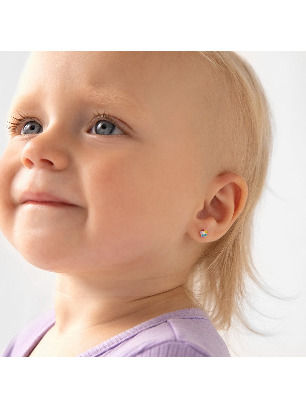 14k Gold Petite Petals Baby / Toddler / Kids Earrings Safety Screw Back