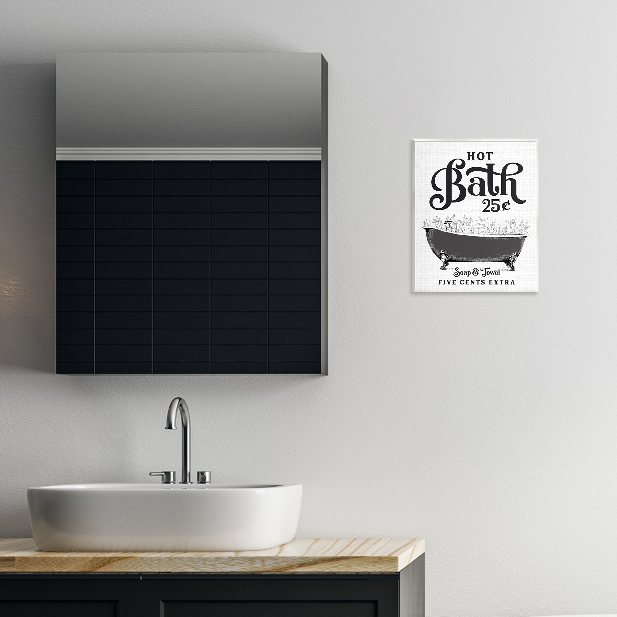 Hot Bath with Bubbles Wall Plaque Art, design by Lettered and Lined