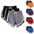thumbnail image 2 of Fengactive 3PC Womens Dolphin Hem Shorts Elastic Drawstring Waist Contrast Piping Side Pockets Sporty Lounge Sleepwear Bottoms, 2 of 7