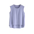 thumbnail image 2 of SDNall Blouse Femme Unie Décontractée Mode Col Rond Régulière Sans Manches Vêtements de Nuit Hauts, 2 of 9