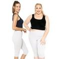 thumbnail image 2 of Stretch Is Comfort Women's Cotton/Spandex Plus Size Knee Length Leggings White 6X, 2 of 6