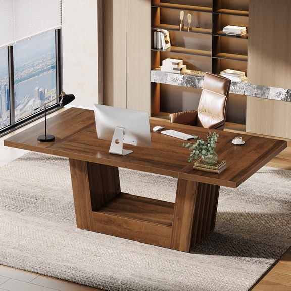 Tribesigns Modern Executive Office Desk, 63" Home Office Desk, Large Computer Desk with Robust Base