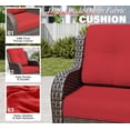 thumbnail image 3 of Meetleisure 5 Piece Wicker Patio Furniture Set, Rattan Chairs with 3-Seater Sofa, Ottomans, High Back, Deep Seating, Wide Armrest, Thick Cushions for Deck Porch, Red, 3 of 9