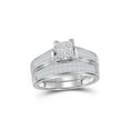 thumbnail image 2 of FB Jewels 14kt White Gold Princess Diamond Cluster Bridal Wedding Ring Band Set 1 Cttw Size 5.5, 2 of 2