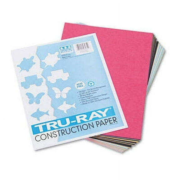 5PK Pacon Tru-Ray Construction Paper, 76 lb Text Weight, 9 x 12, Assorted Standard Colors, 50/Pack (103031)