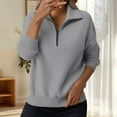 thumbnail image 5 of Quarter Zip Sweater Women, Yigetop Women Tops Quarter Zip Fall Winter Tunics V Neck Collared Outfits Loose Fit Casual Oversized Pullover 1/4 Zip Pullover Women, Grey 3XL, 5 of 6